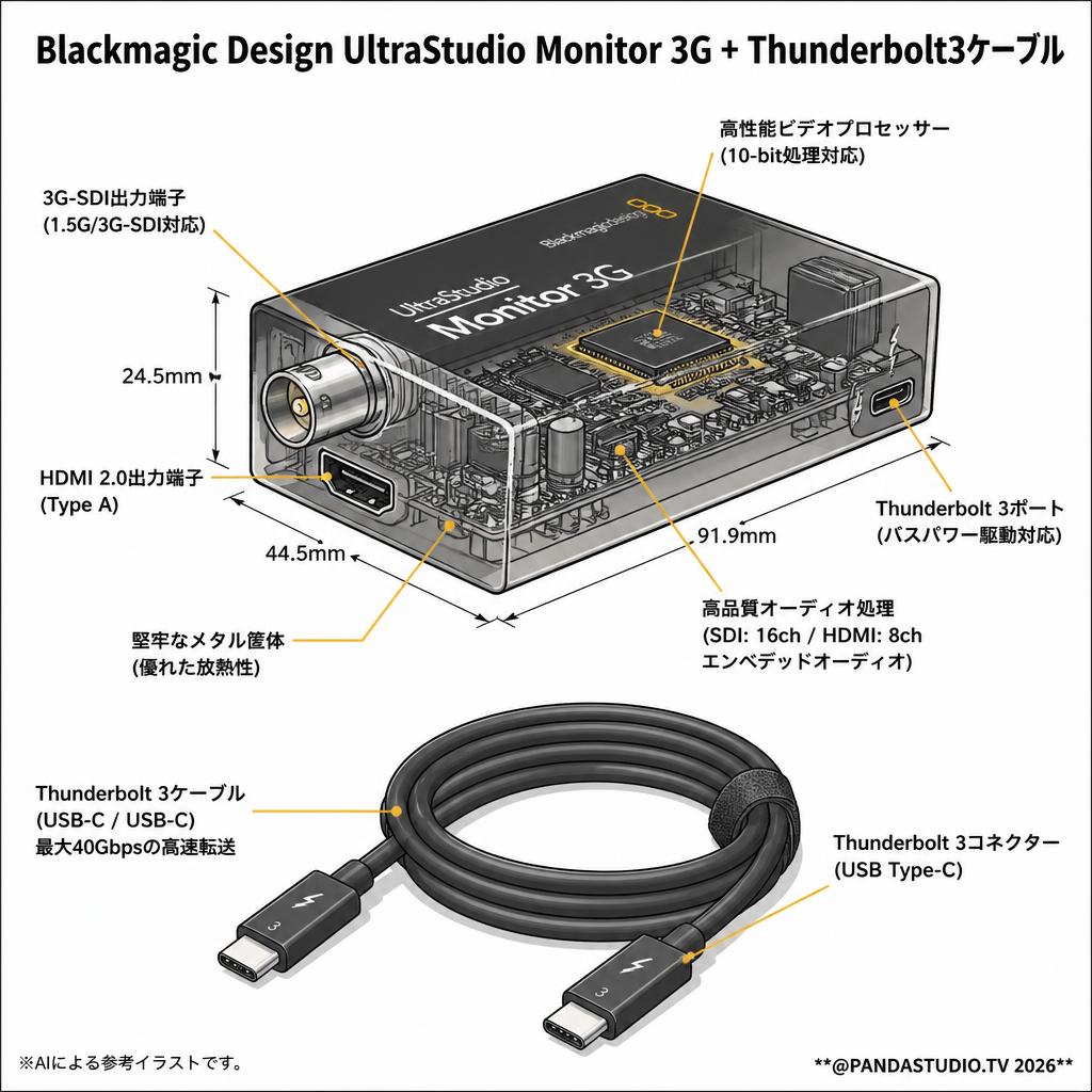Blackmagic Design UltraStudio Monitor 3G + Thunderbolt3ケーブル スペック