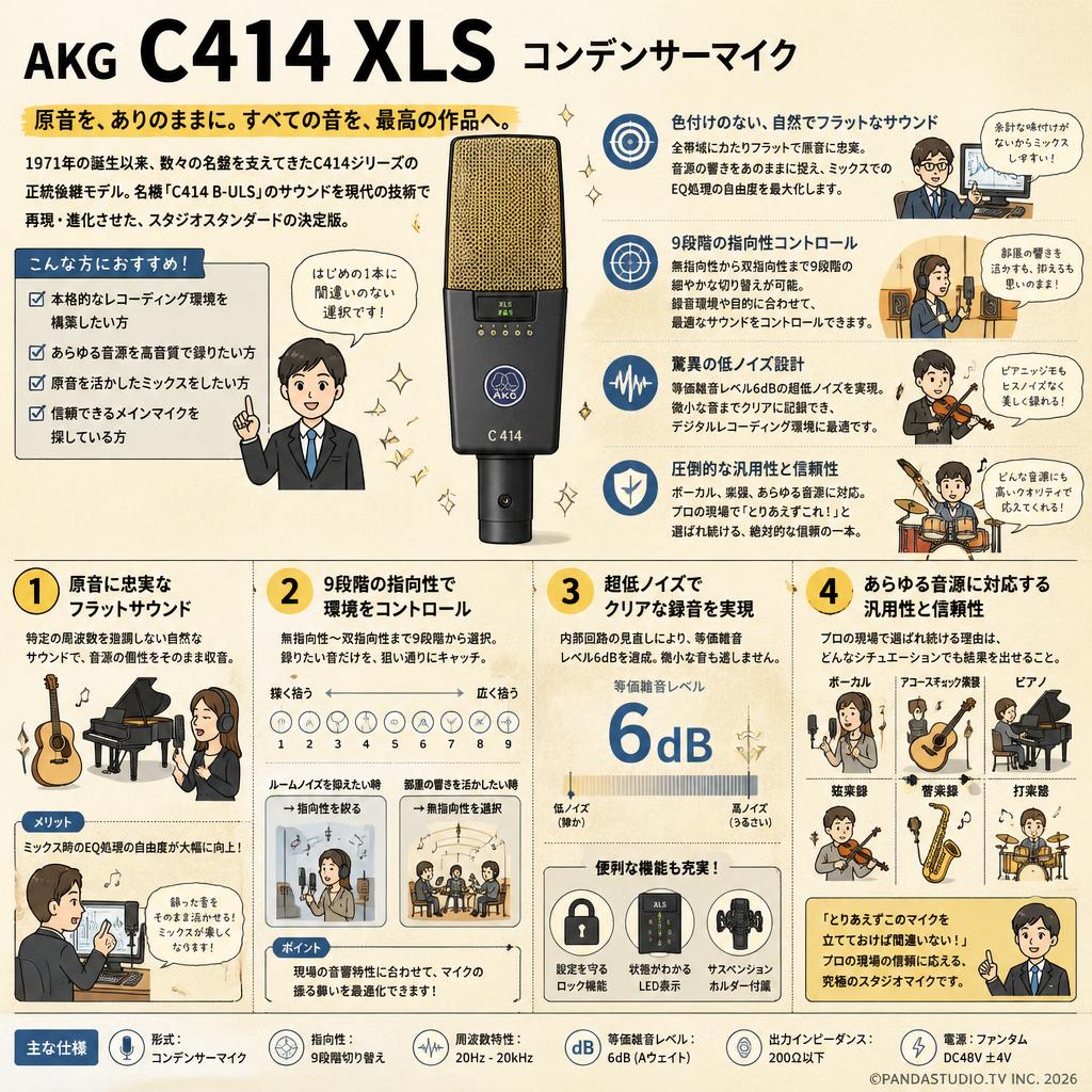 AKG  C414 XLS コンデンサーマイク 概要