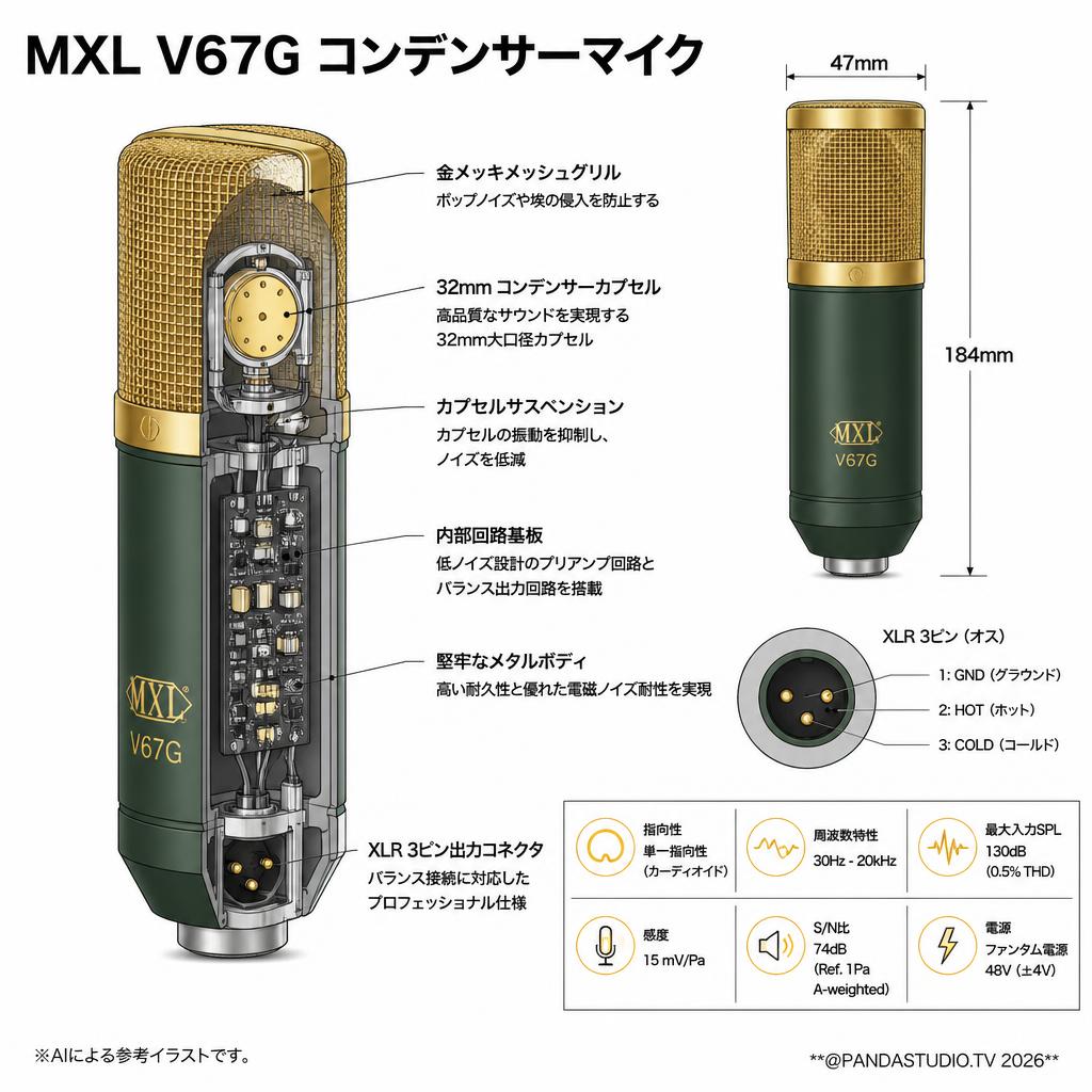 MXL V67G コンデンサーマイク スペック