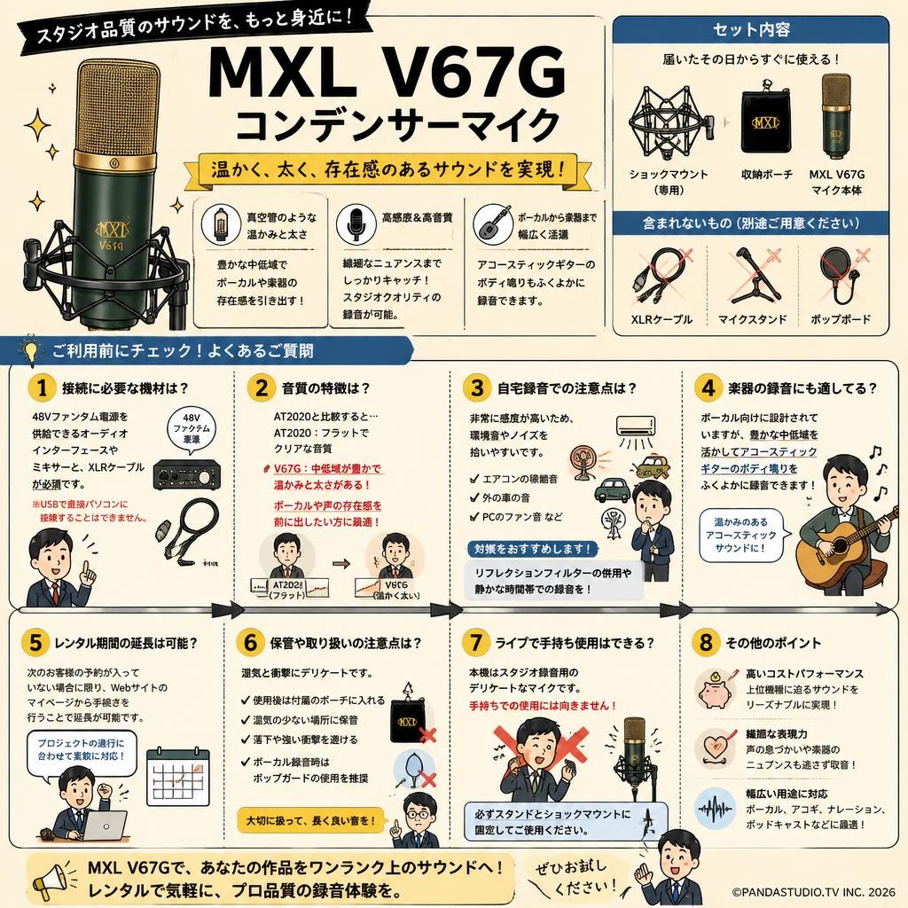 MXL V67G コンデンサーマイク FAQ（よくある質問と答え）
