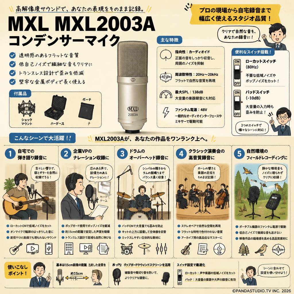 MXL MXL2003A コンデンサーマイク 用途