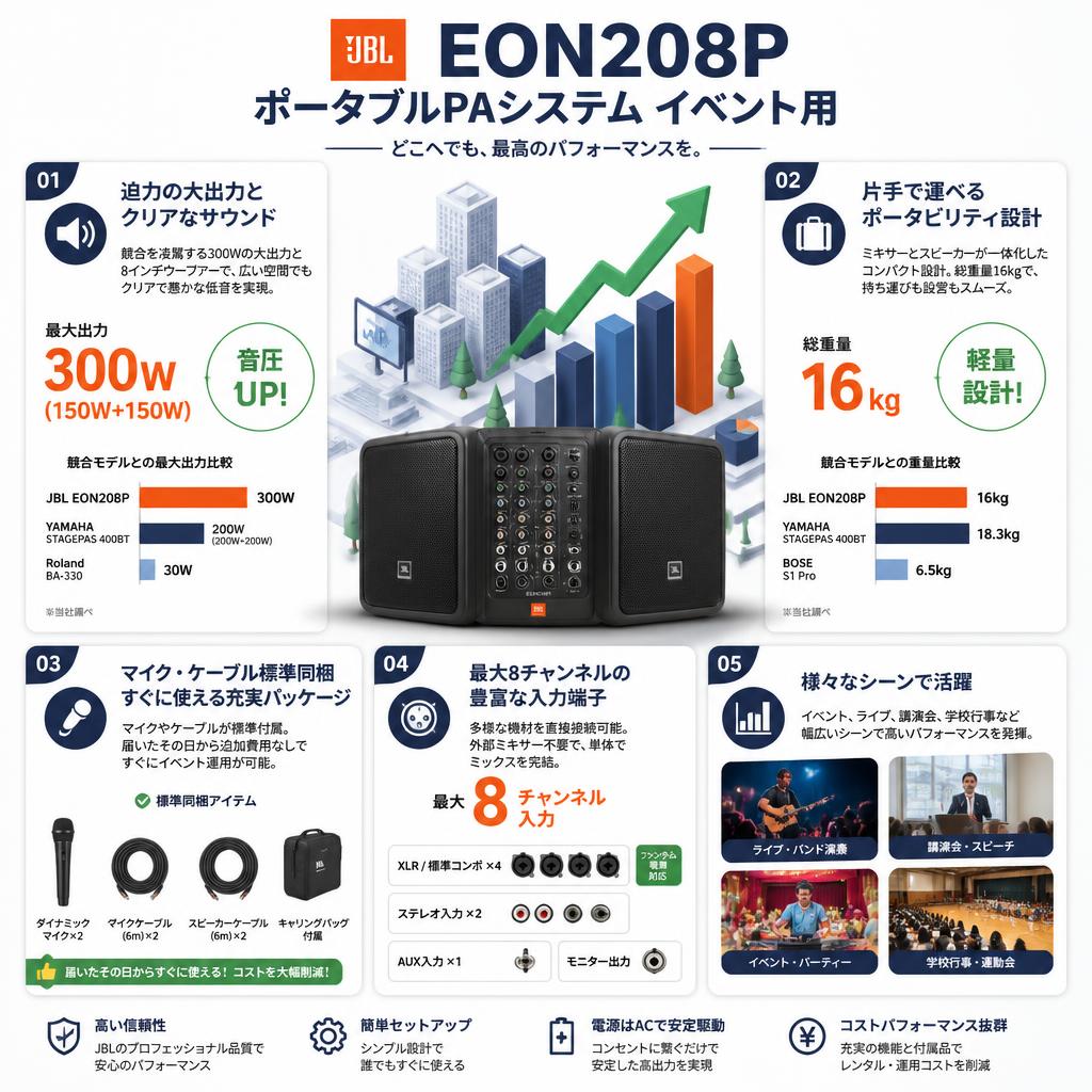JBL EON208P ポータブルPAシステム イベント用 | パンダスタジオ