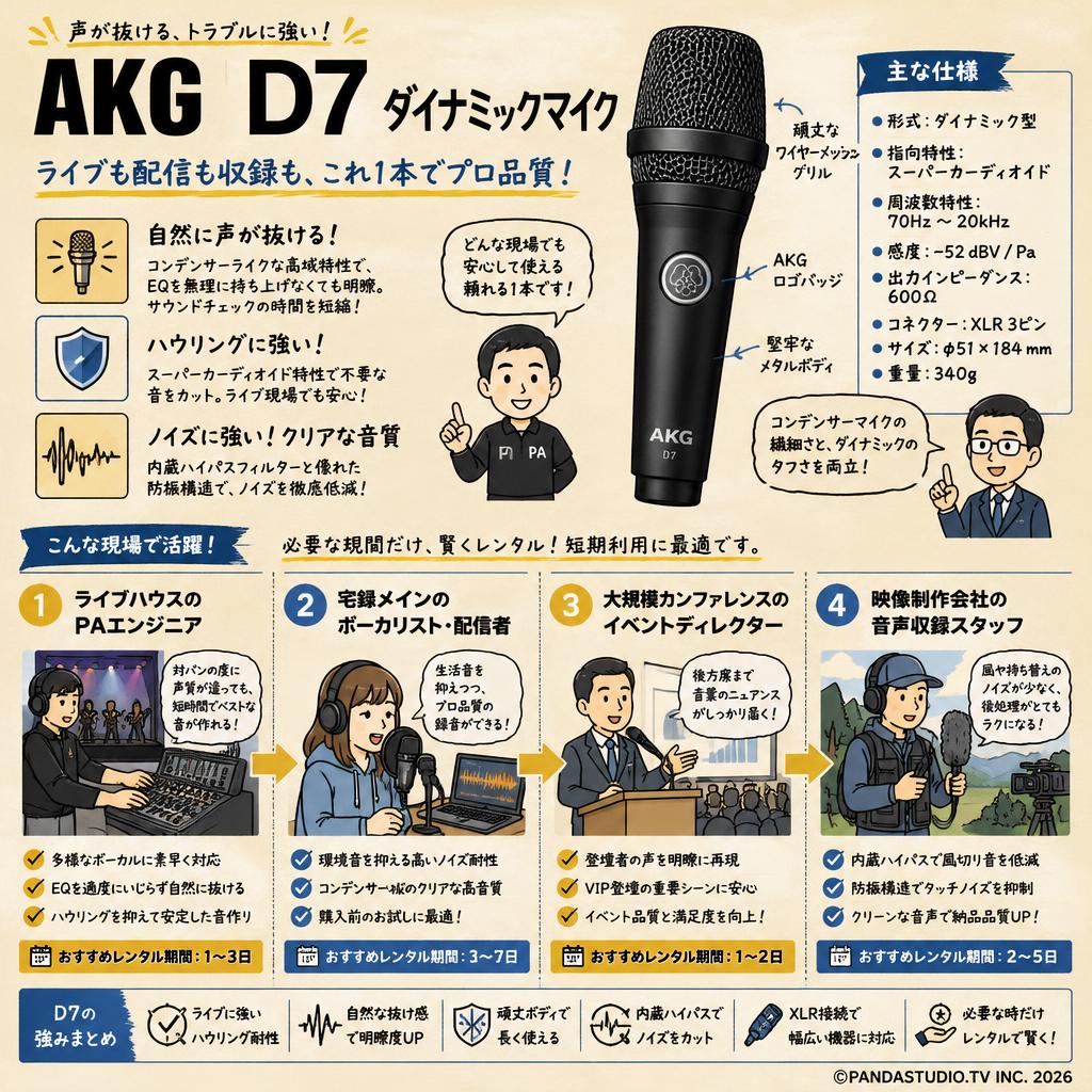 AKG D7 ダイナミックマイク | パンダスタジオ・レンタル公式サイト