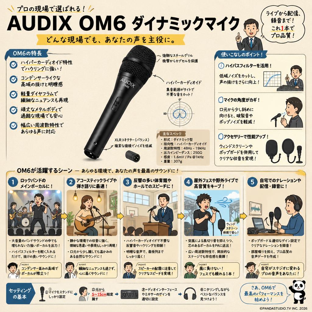 AUDIX  OM6 ダイナミックマイク 用途
