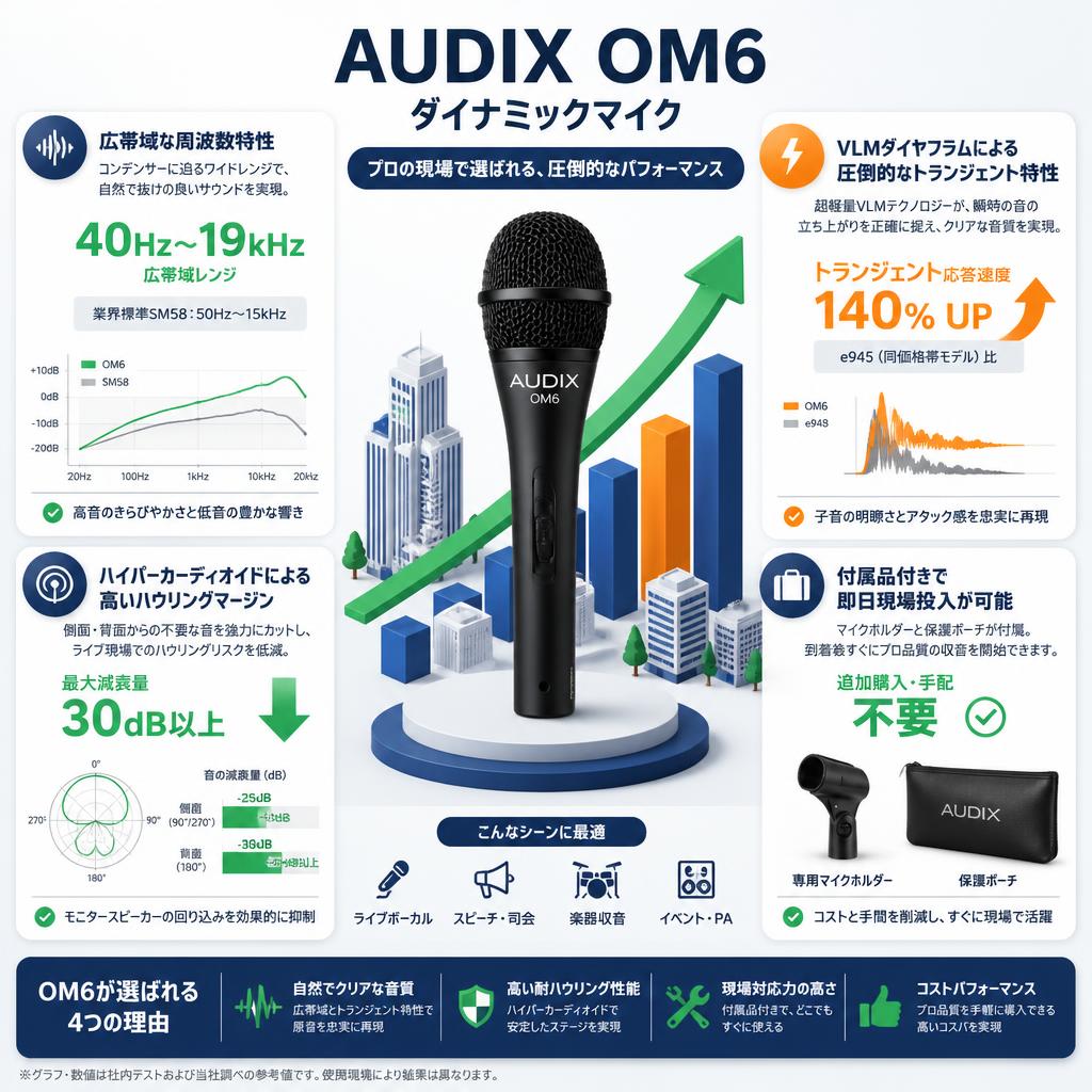 AUDIX  OM6 ダイナミックマイク セールスポイント