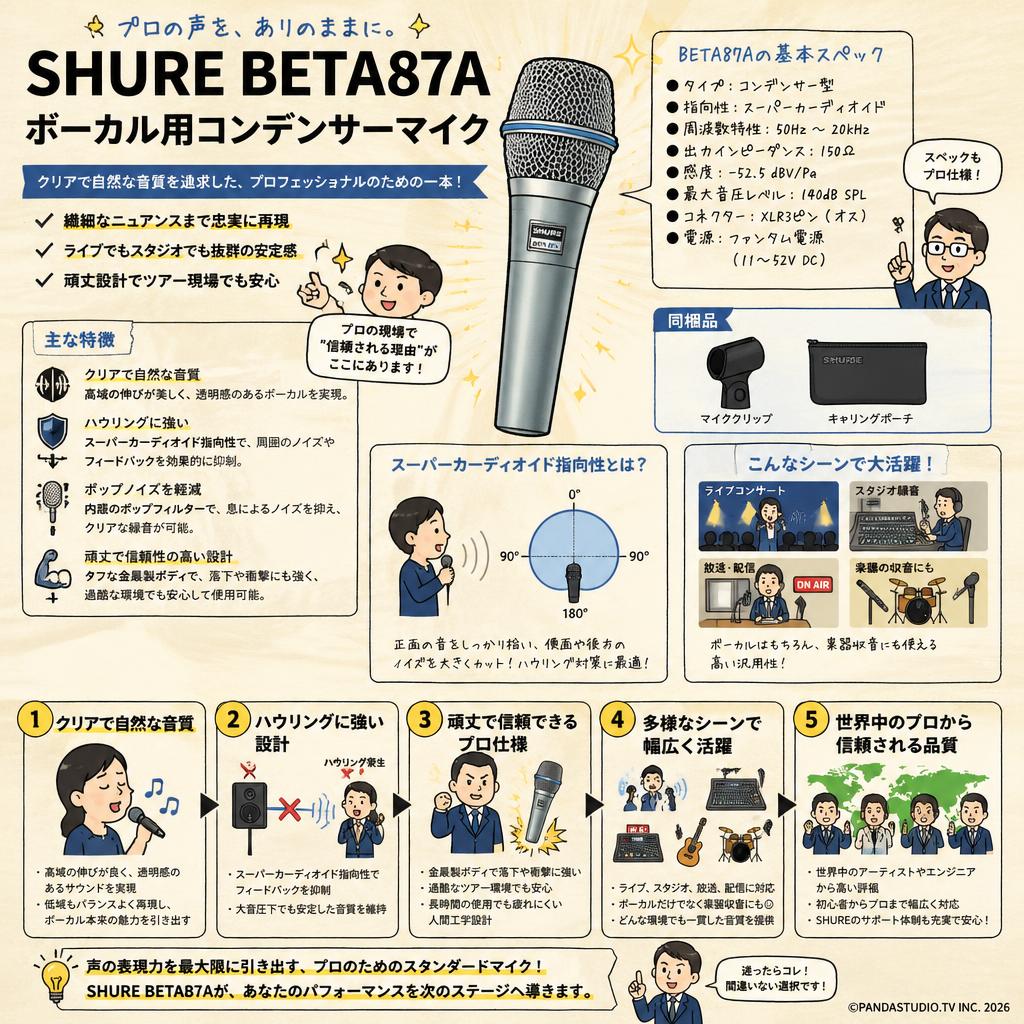 SHURE BETA87A ボーカル用コンデンサーマイク 概要
