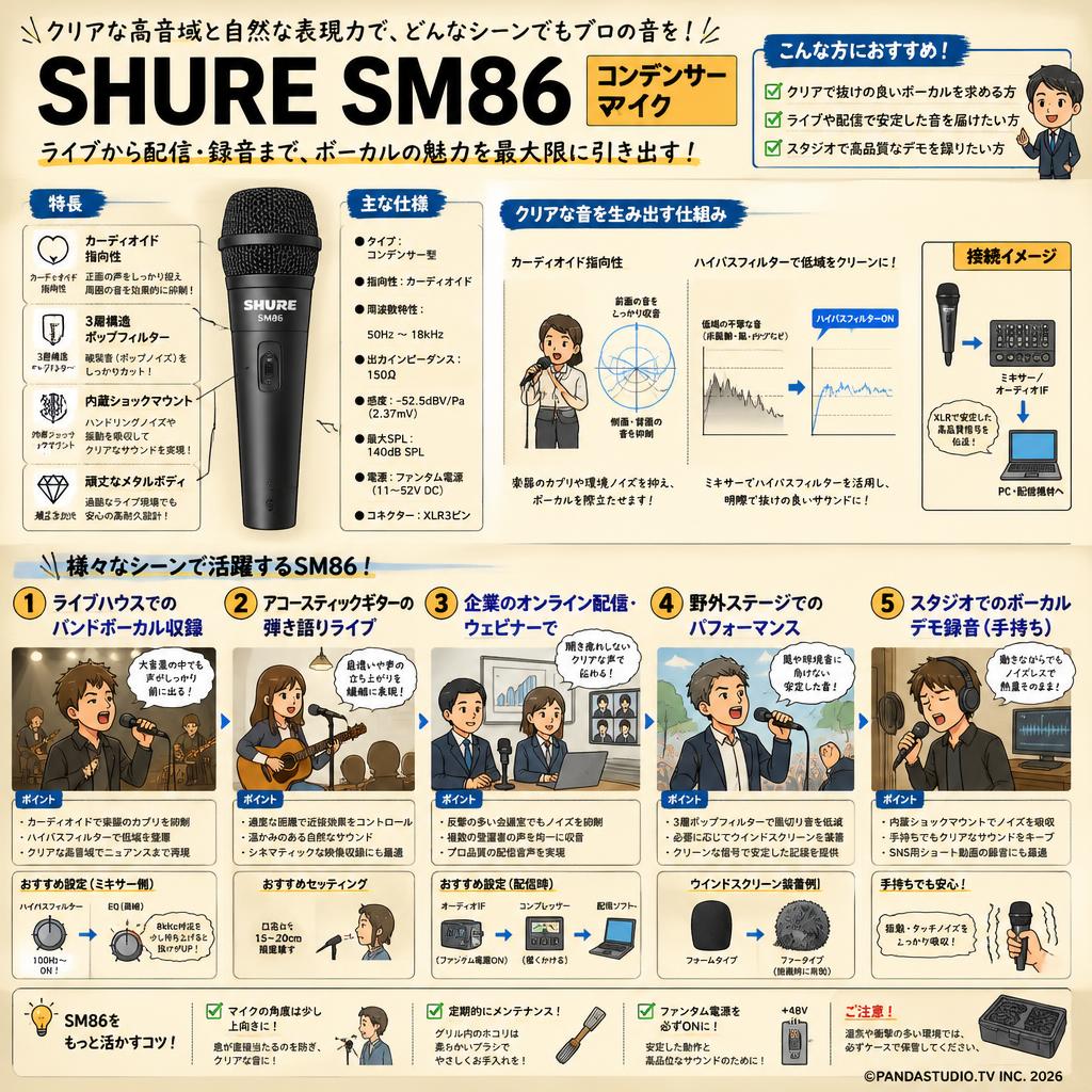 SHURE SM86 コンデンサーマイク 用途