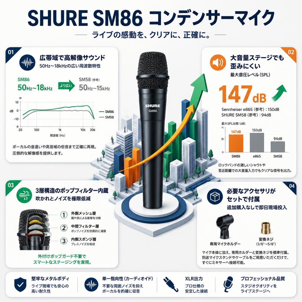 SHURE SM86 コンデンサーマイク セールスポイント