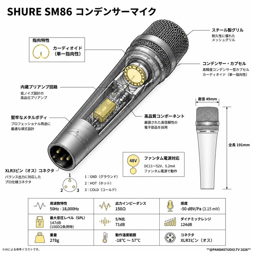 SHURE SM86 コンデンサーマイク スペック