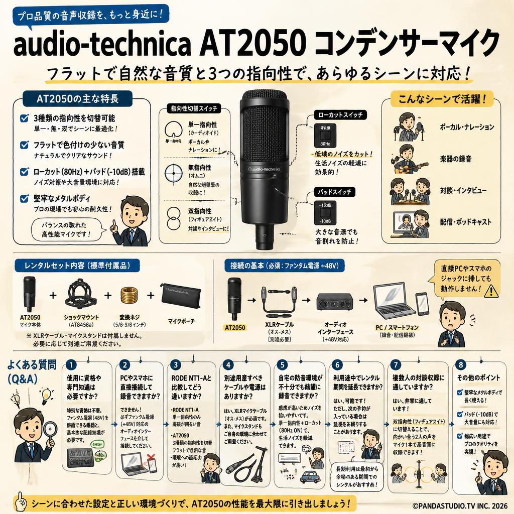 audio technica AT2050 コンデンサーマイク FAQ（よくある質問と答え）