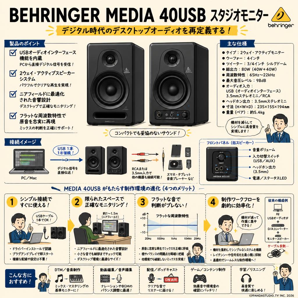 BEHRINGER  MEDIA 40USB スタジオモニター 概要