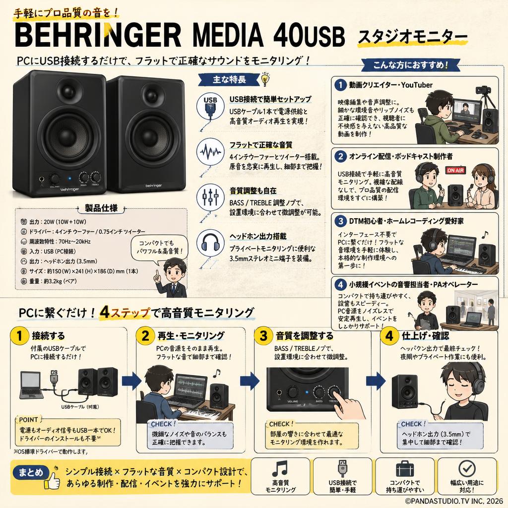 BEHRINGER  MEDIA 40USB スタジオモニター おもな対象のお客様