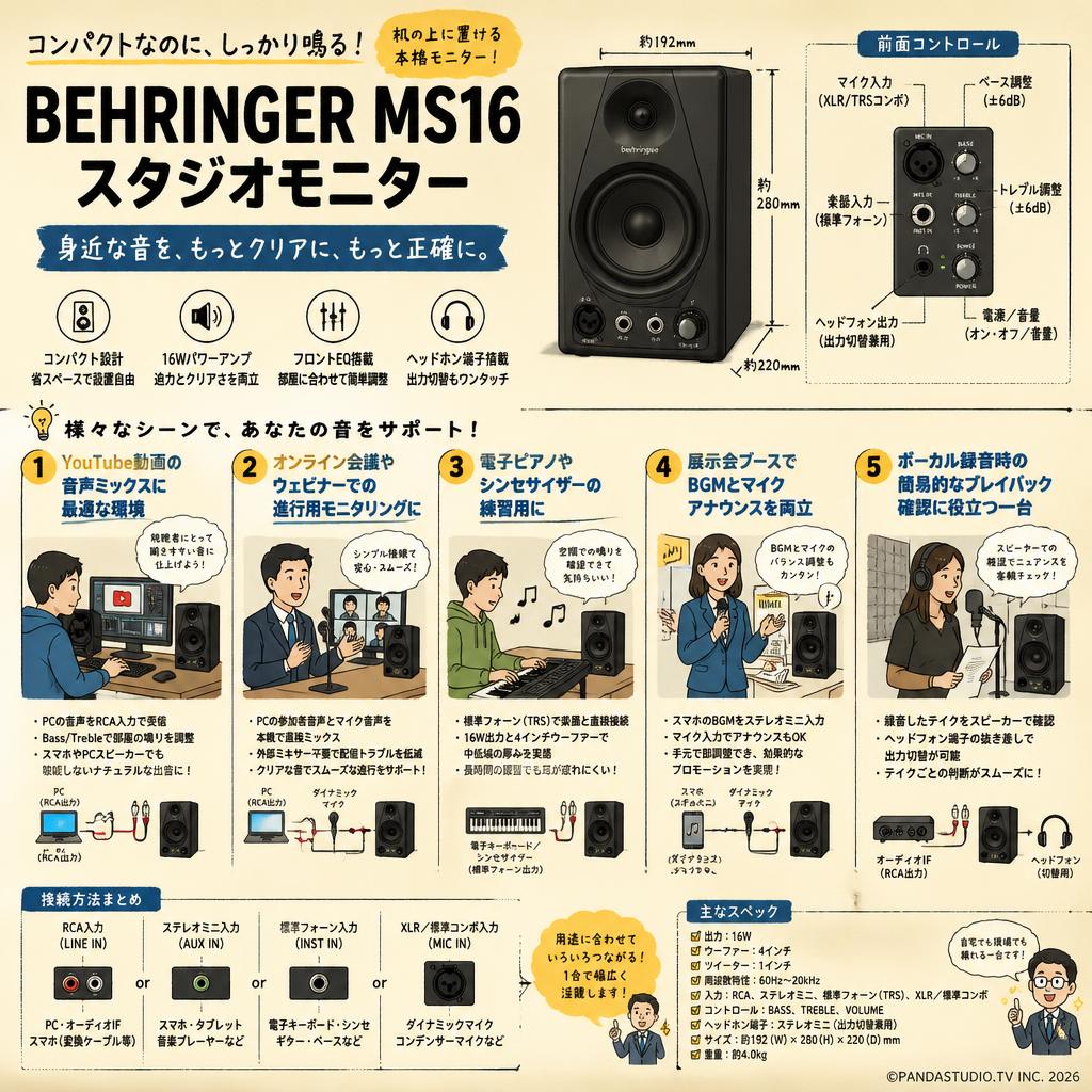 BEHRINGER  MS16　スタジオモニター 用途