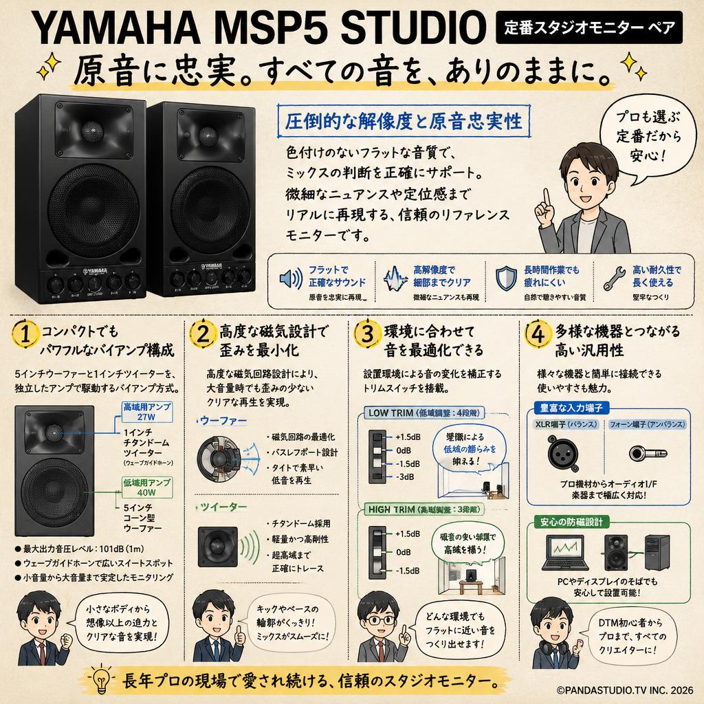 YAMAHA  MSP5 STUDIO 定番スタジオモニター ペア 概要