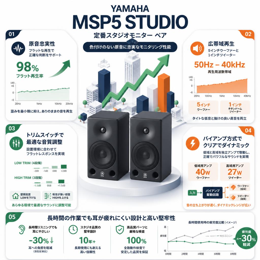 YAMAHA  MSP5 STUDIO 定番スタジオモニター ペア セールスポイント