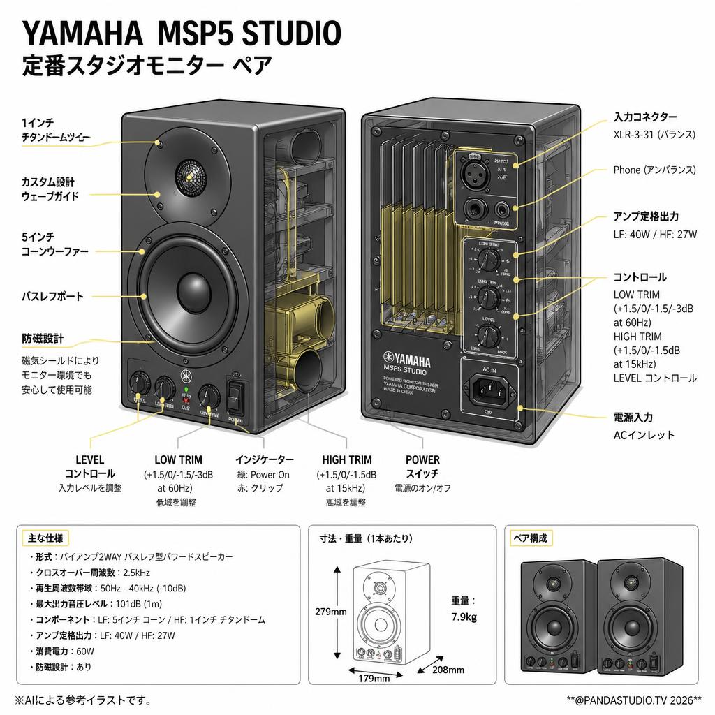 YAMAHA  MSP5 STUDIO 定番スタジオモニター ペア スペック