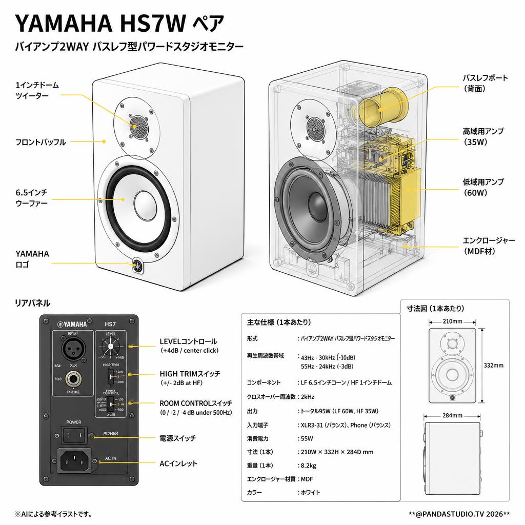 YAMAHA HS7W ペア スペック