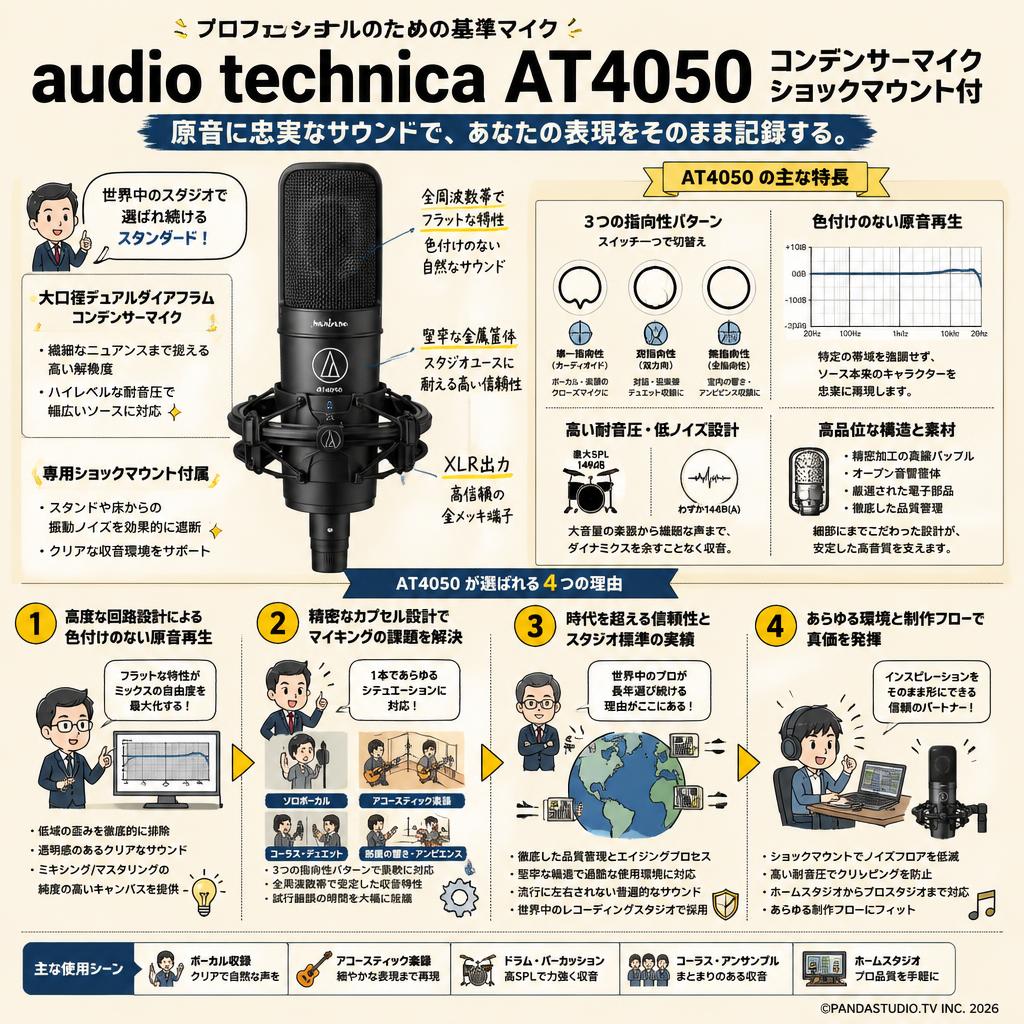 audio technica AT4050 コンデンサーマイク ショックマウント付 概要