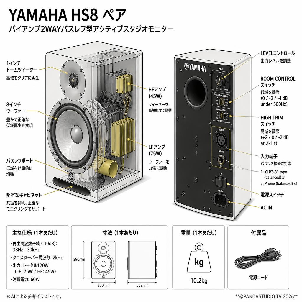 YAMAHA HS8 ペア スペック