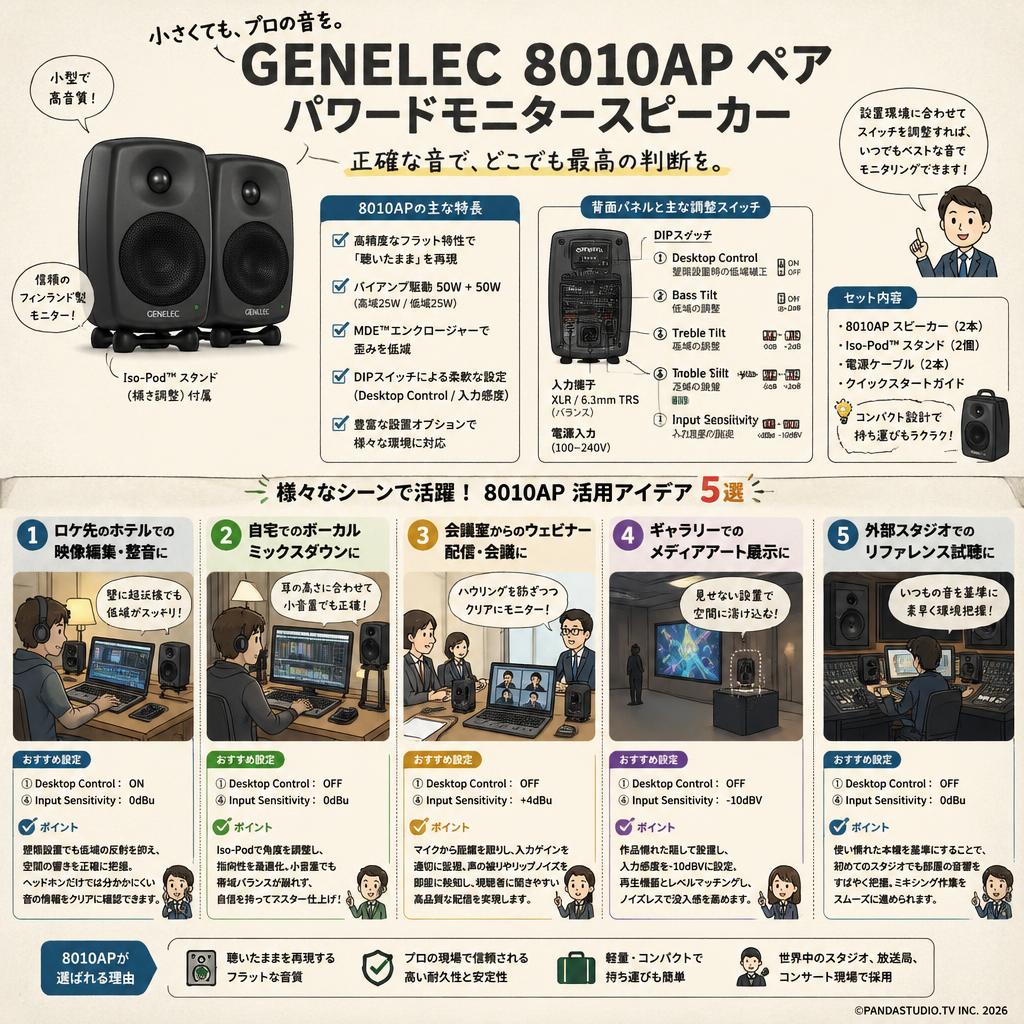 GENELEC 8010AP ペア パワードモニタースピーカー 用途