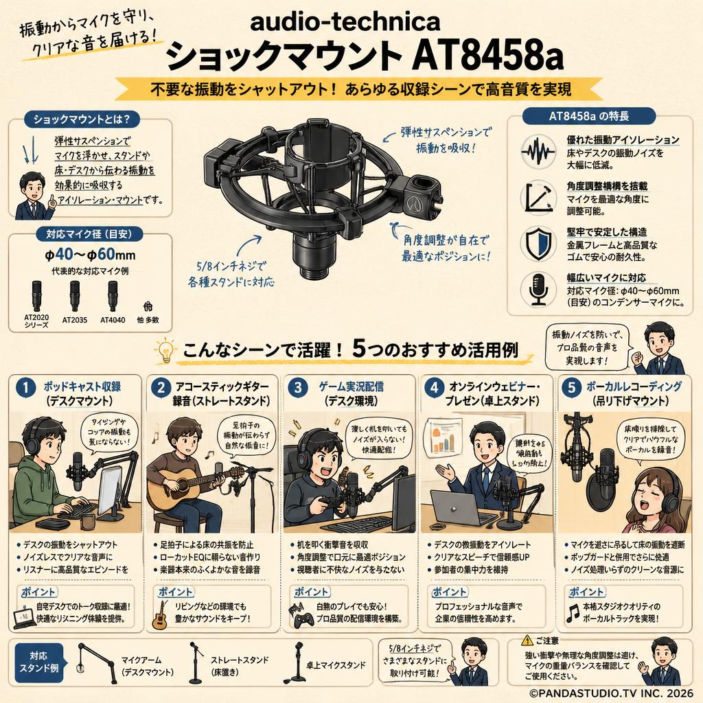 audio-technica ショックマウント AT8458a 用途