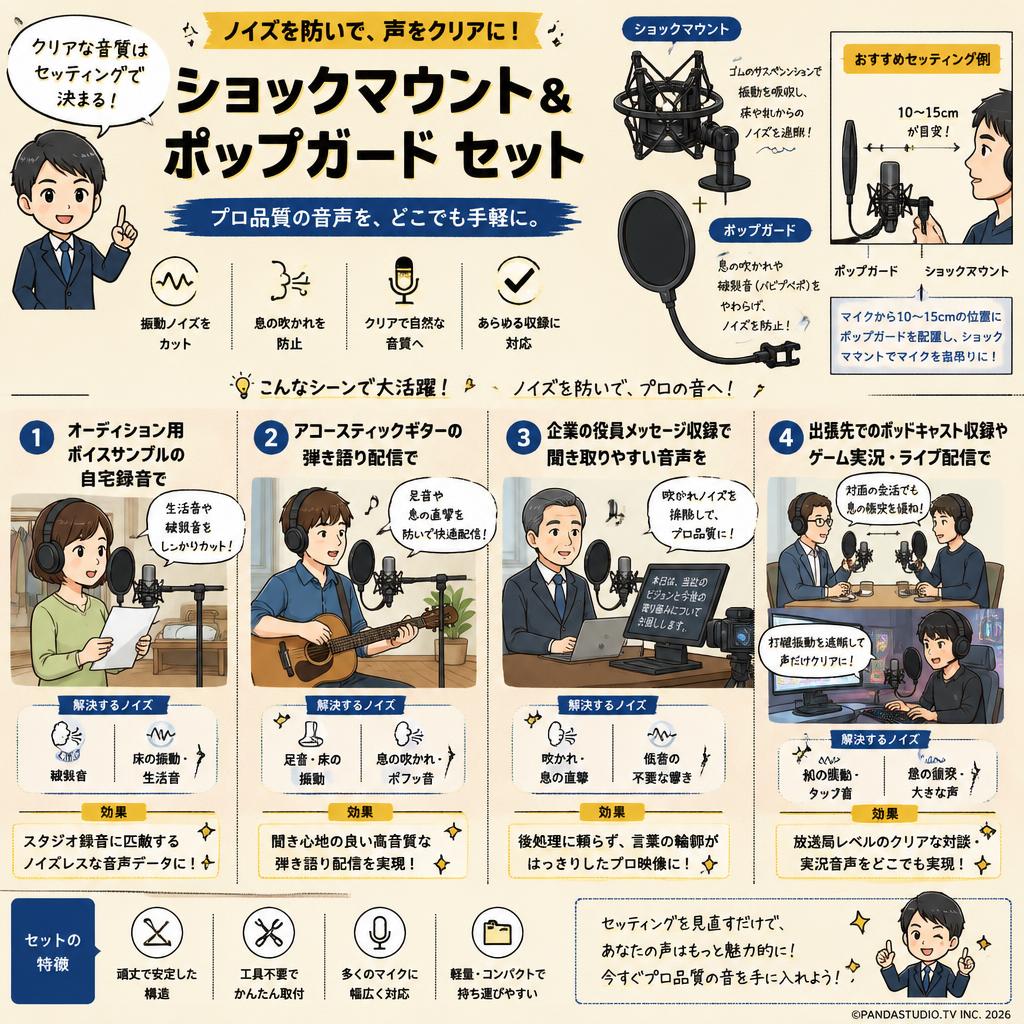 ショックマウント ＆ ポップガード セット 用途