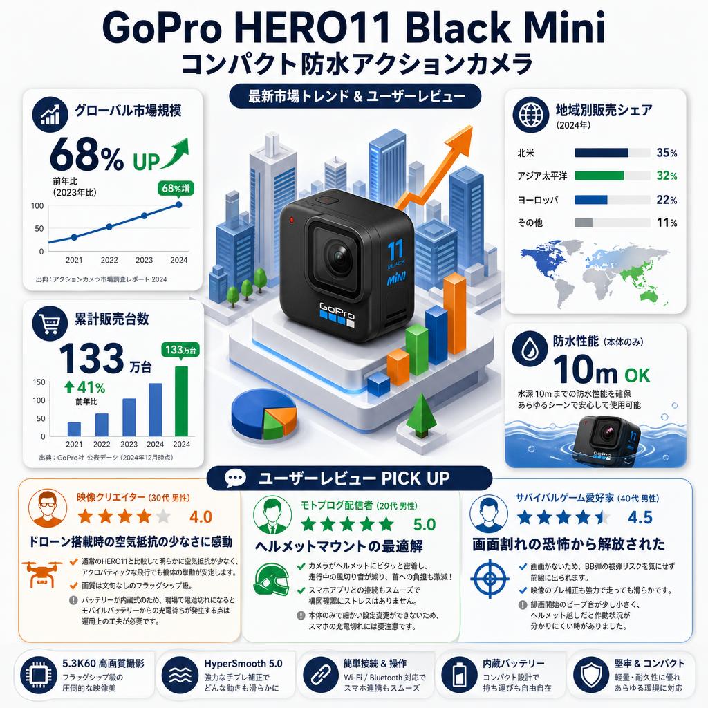 GoPro HERO11 Black Mini コンパクト防水アクションカメラ インターネット上のお客様の声（評判）