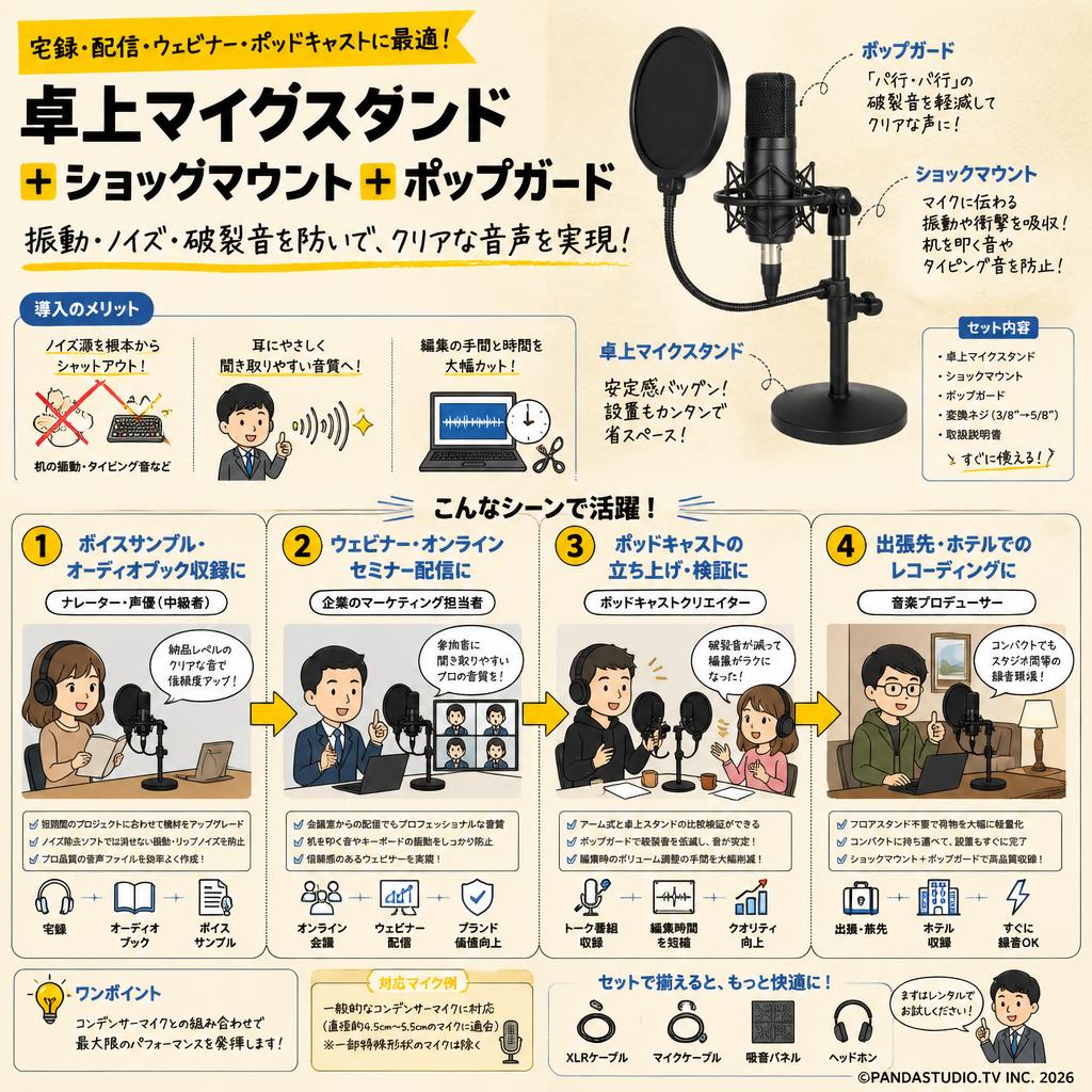 卓上マイクスタンド ＋ ショックマウント ＋ ポップガード おもな対象のお客様