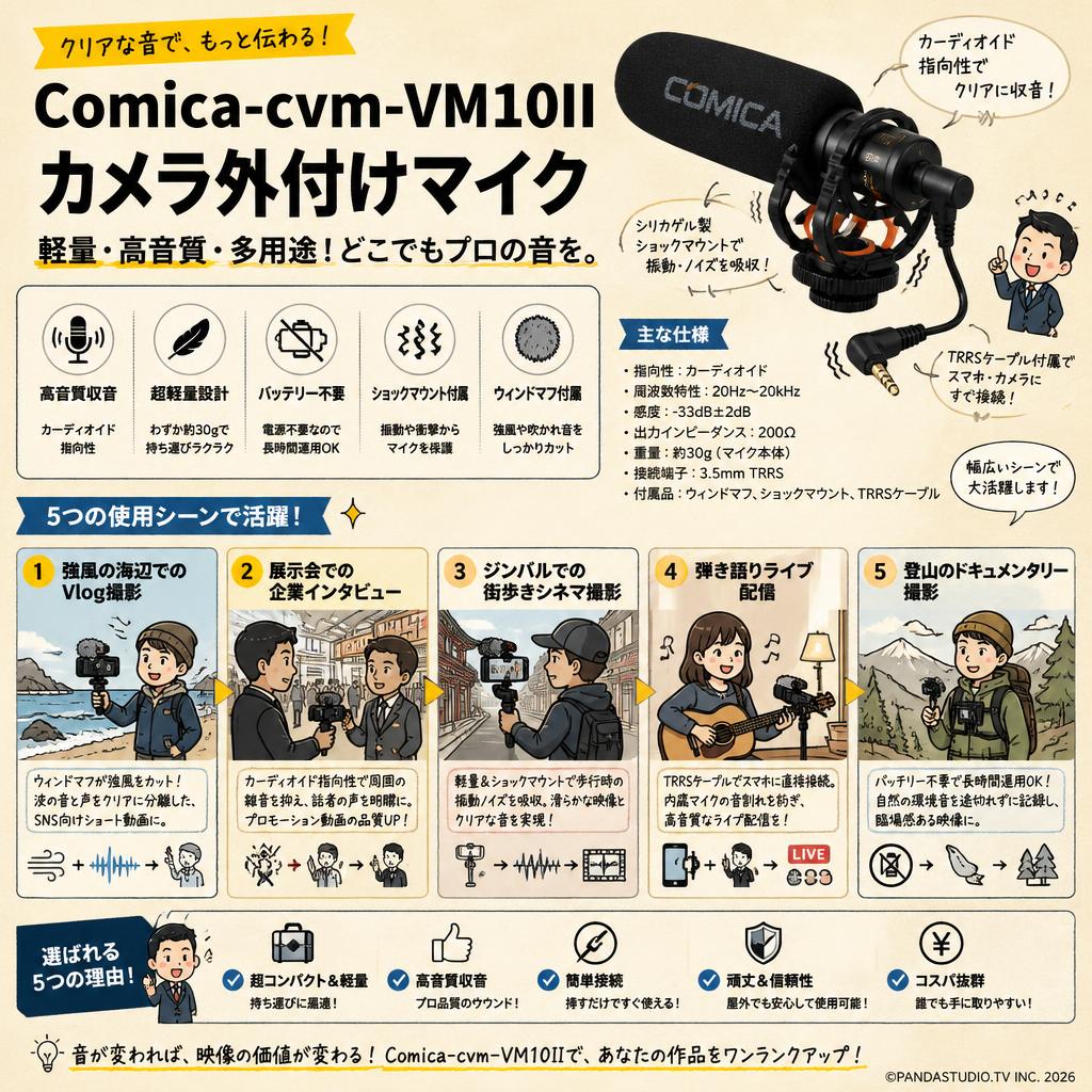 Comica-cvm-VM10II カメラ外付けマイク 用途
