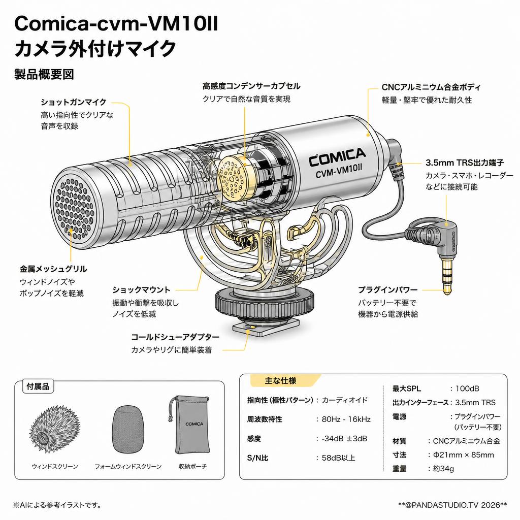 Comica-cvm-VM10II カメラ外付けマイク スペック