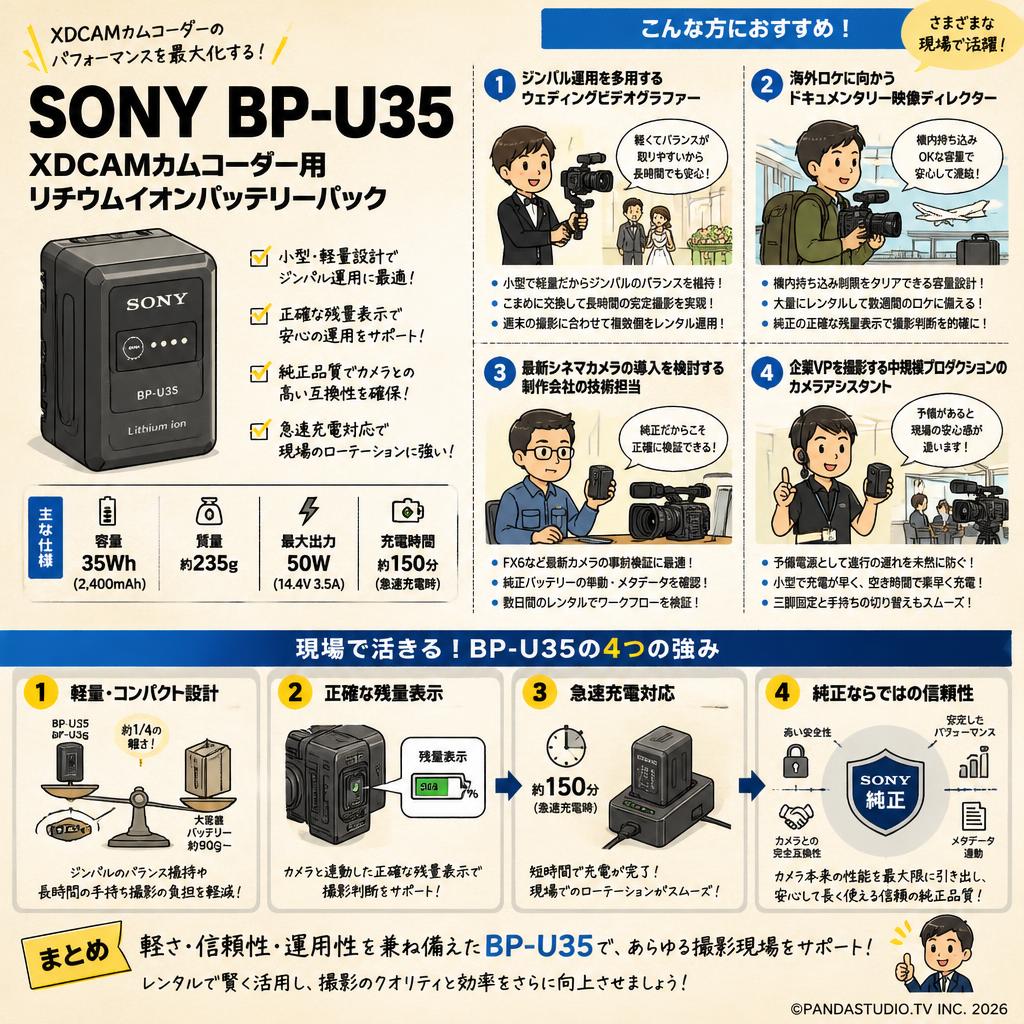 SONY BP-U35 XDCAMカムコーダー用のリチウムイオンバッテリーパック おもな対象のお客様