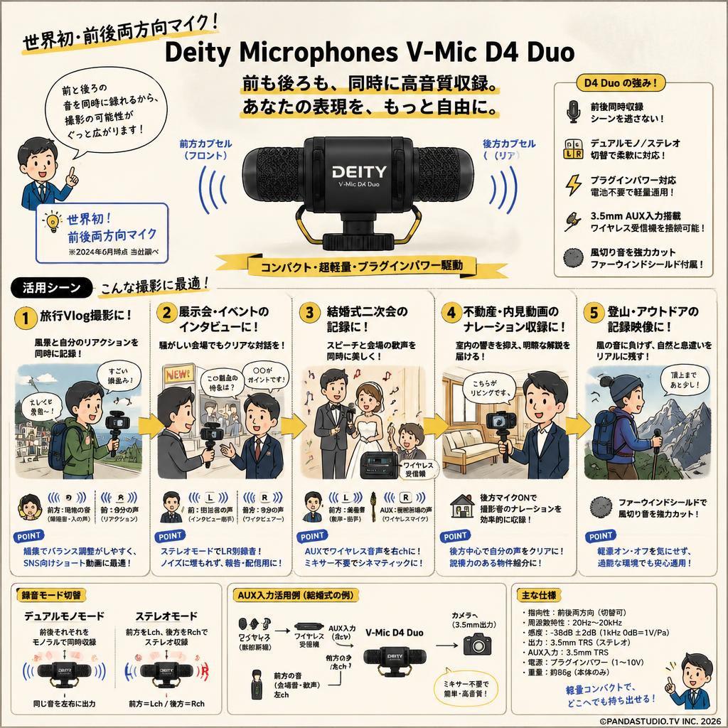 Deity Microphones V-Mic D4 Duo （世界初・前後両方向マイク） 用途