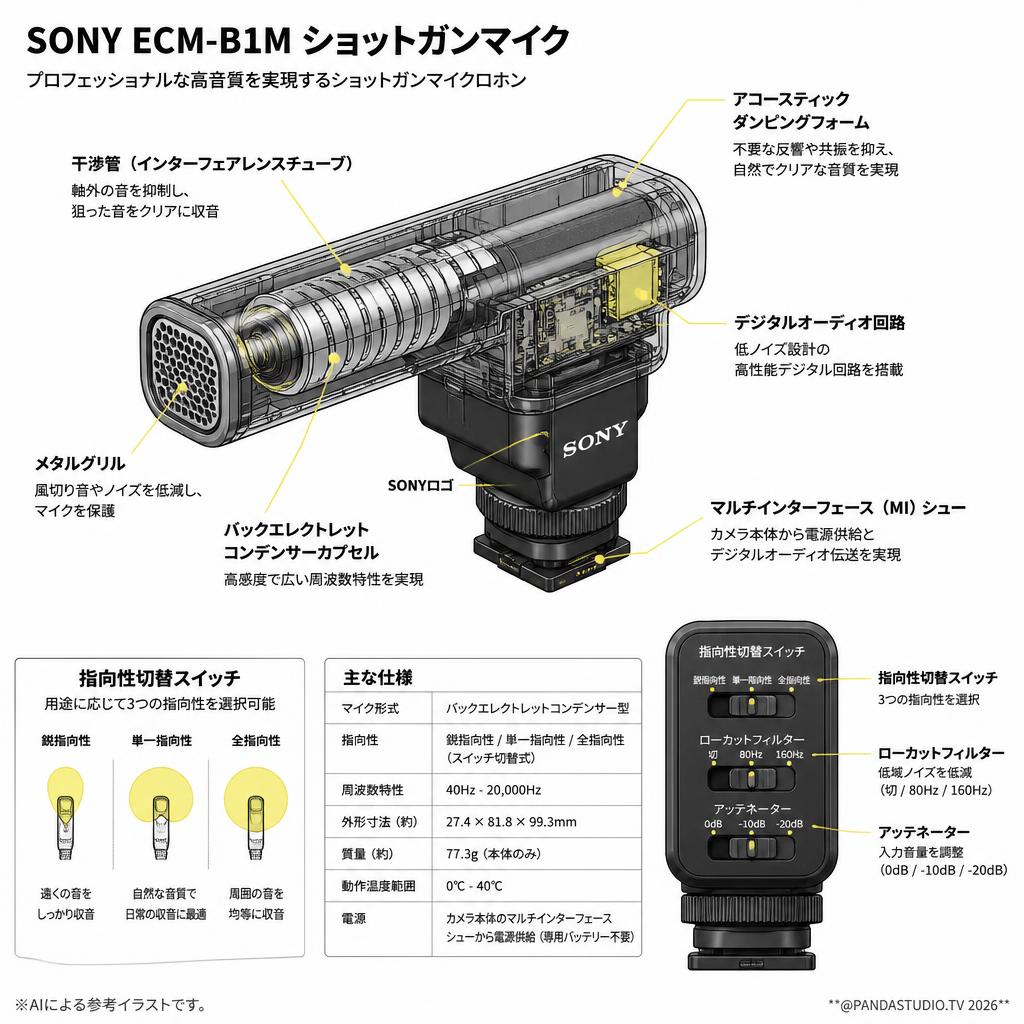 SONY ECM-B1M ショットガンマイク スペック