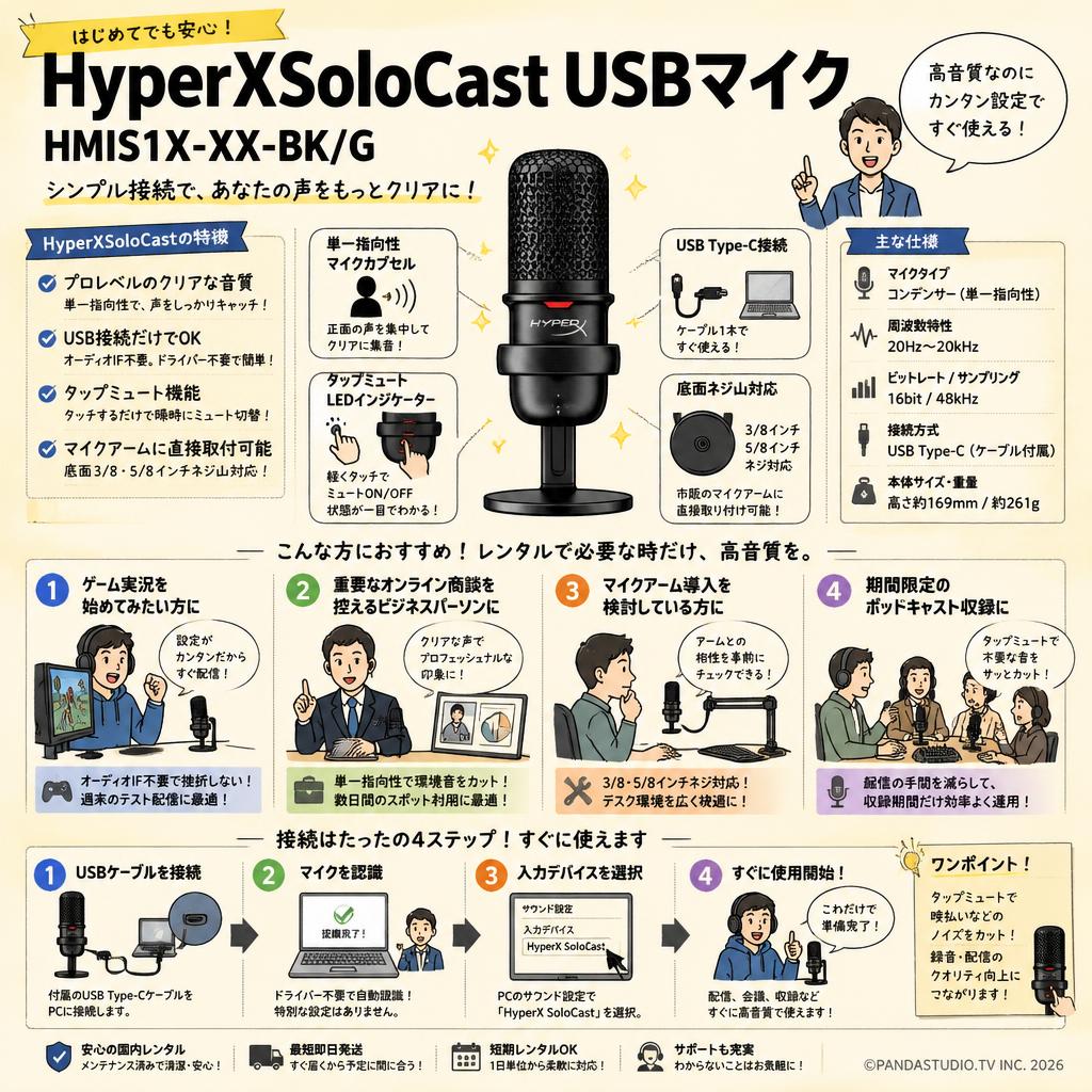 HyperXSoloCast USBマイク HMIS1X-XX-BK/G おもな対象のお客様