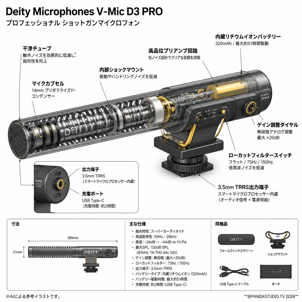 Deity Microphones V-Mic D3 PRO スペック