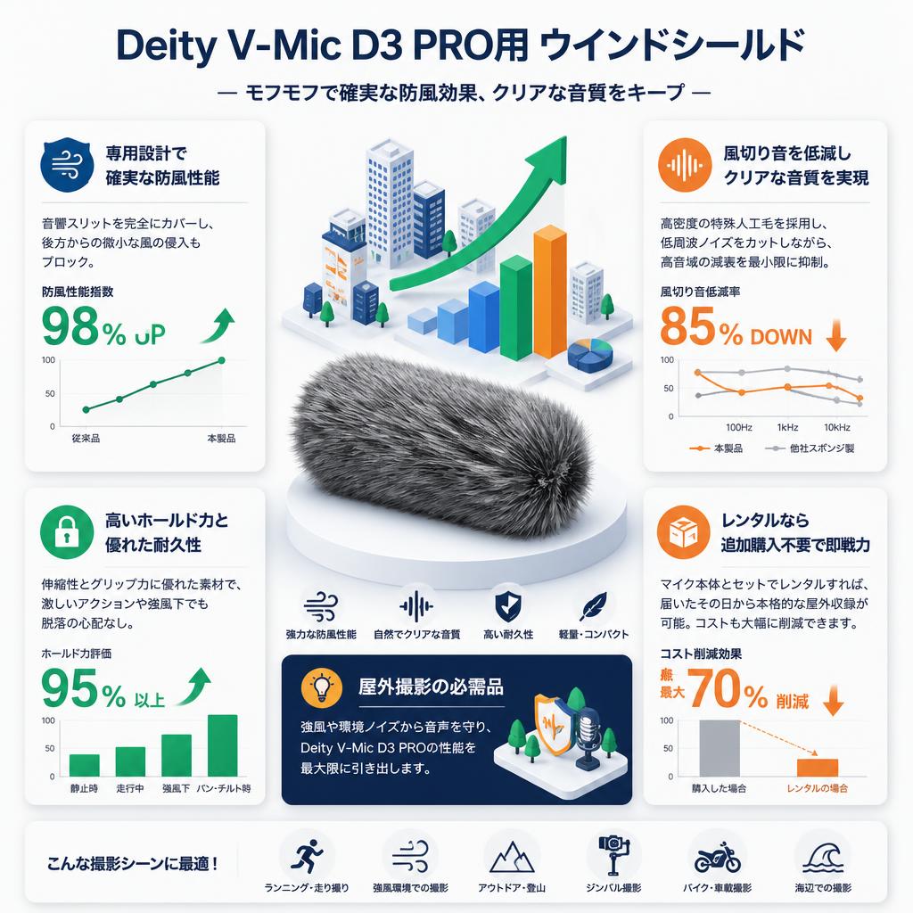 Deity MicrophonesV-Mic D3 PRO用 ウインドシールド マイク風防 モフモフ セールスポイント