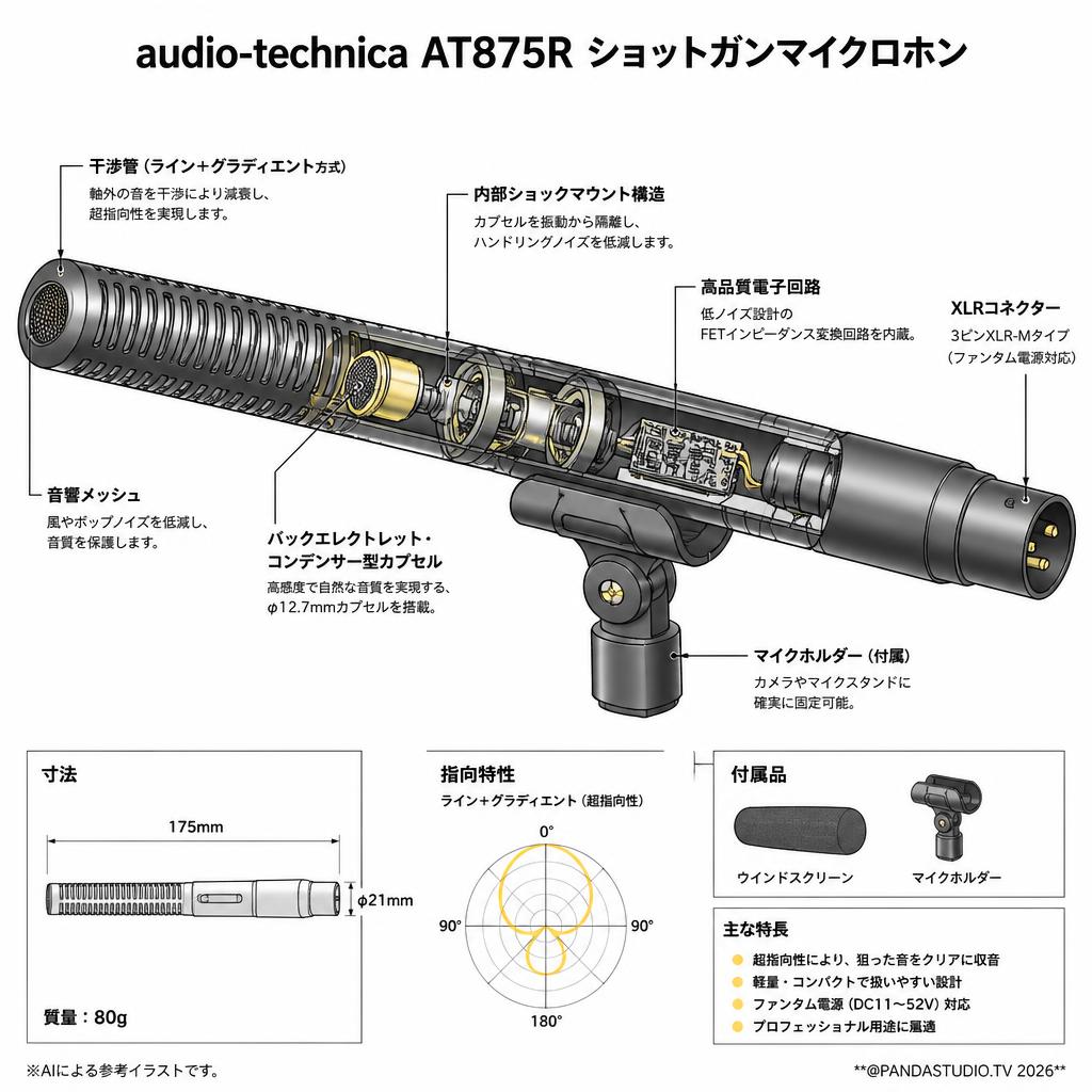 audio-technica AT875R ショットガンマイクロホン スペック