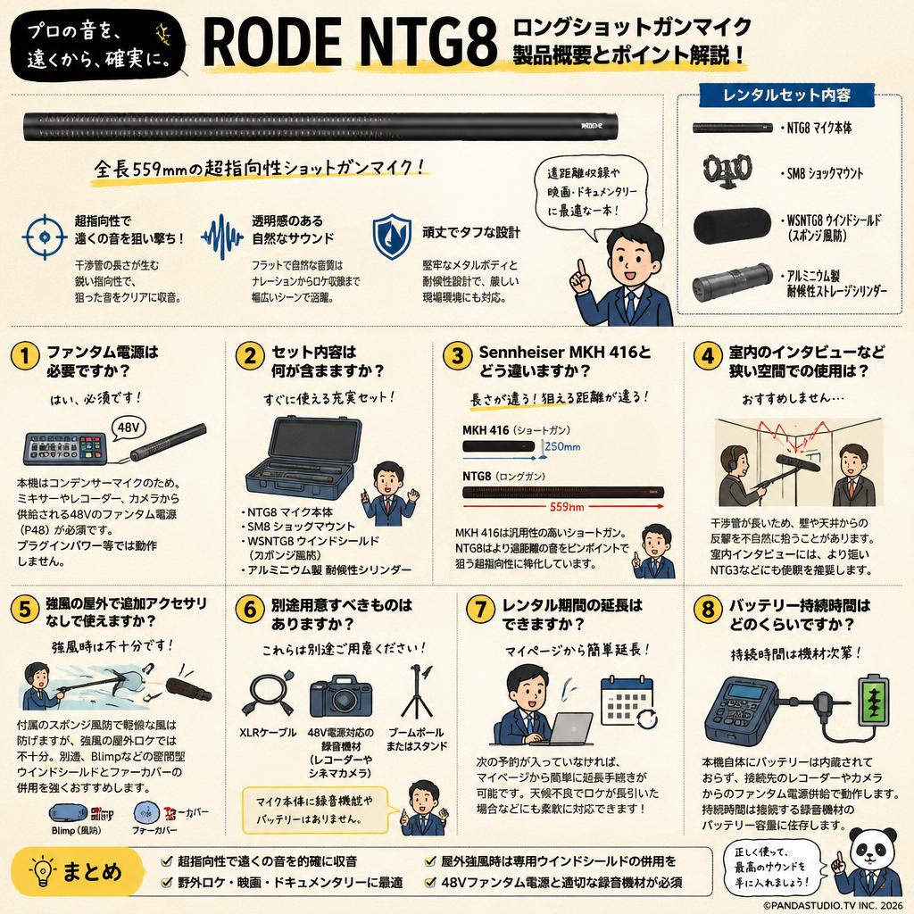 RODE NTG8 ロングショットガンマイク FAQ（よくある質問と答え）