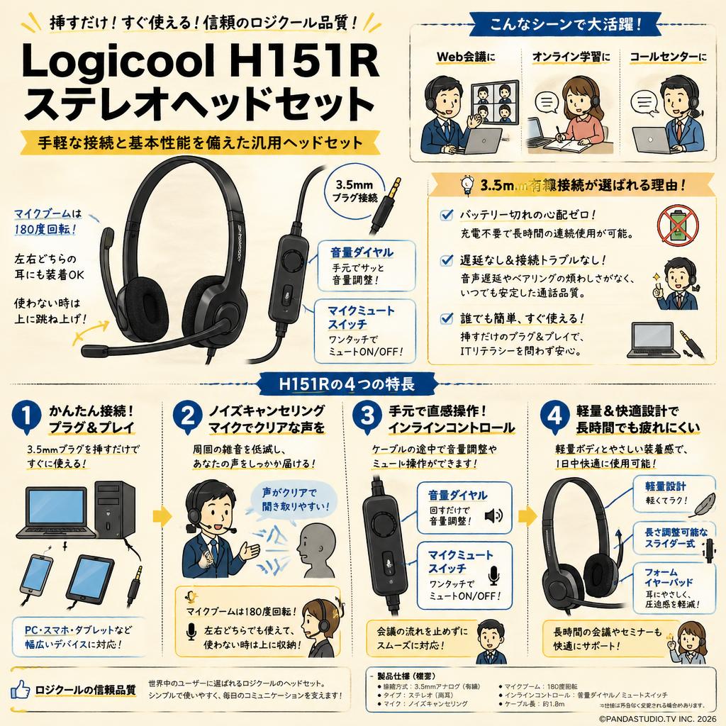Logicool H151R ステレオヘッドセット 概要