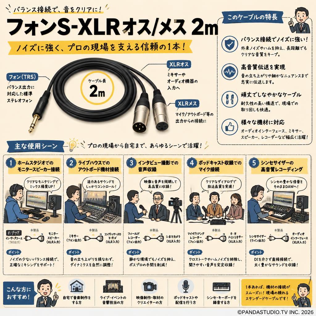 フォンS-XLRオス/メス2m 用途