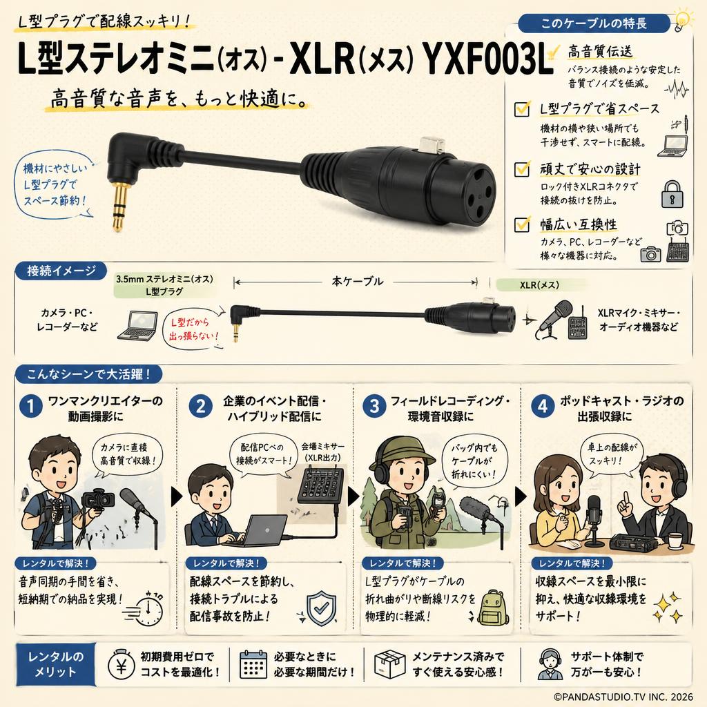 L型ステレオミニ(オス) - XLR(メス) YXF003L おもな対象のお客様