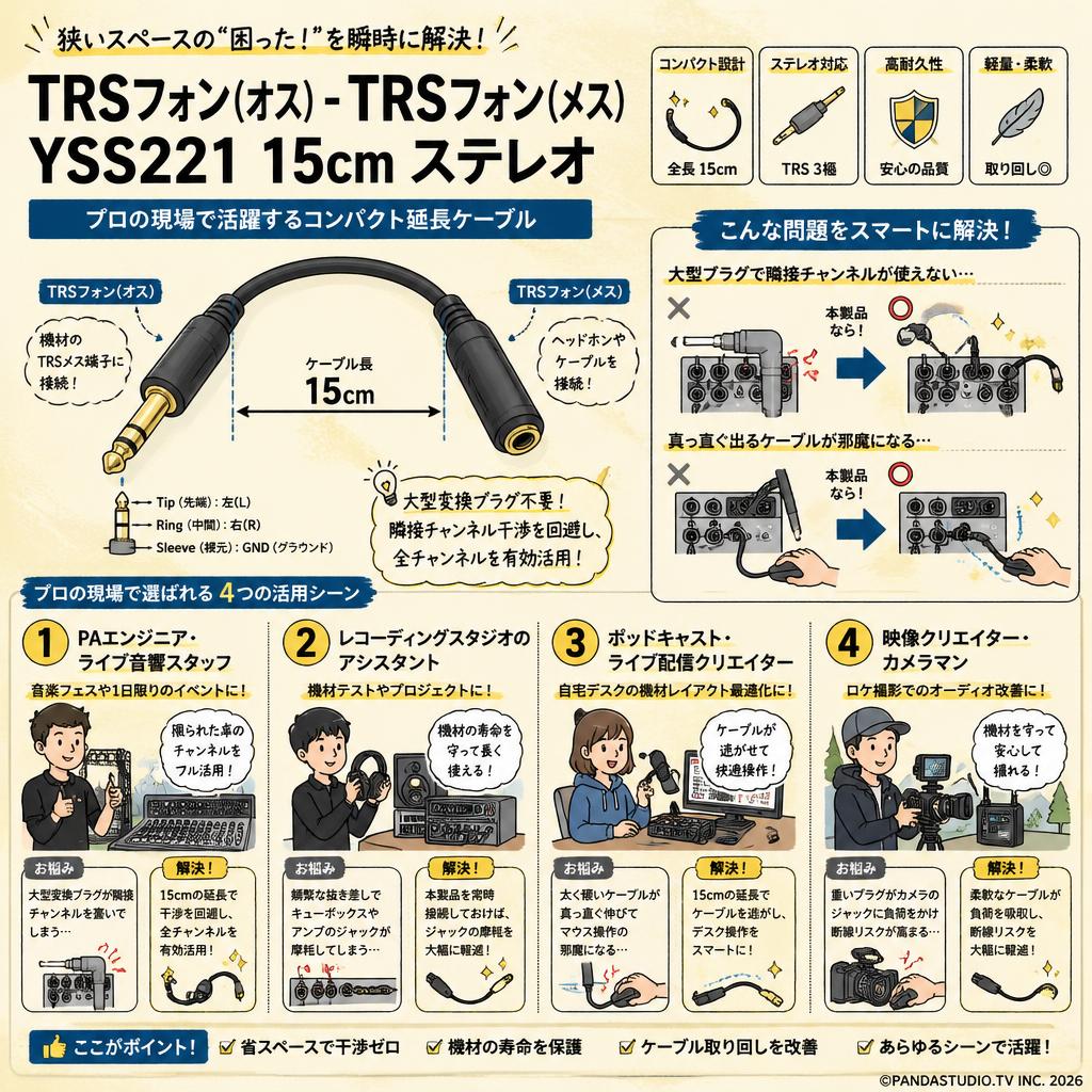 TRSフォン(オス) - TRSフォン(メス) YSS221 15cm ステレオ おもな対象のお客様