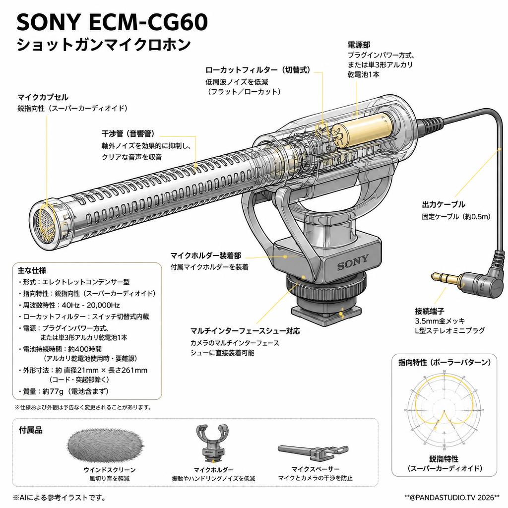 SONY ECM-CG60 ショットガンマイクロホン スペック