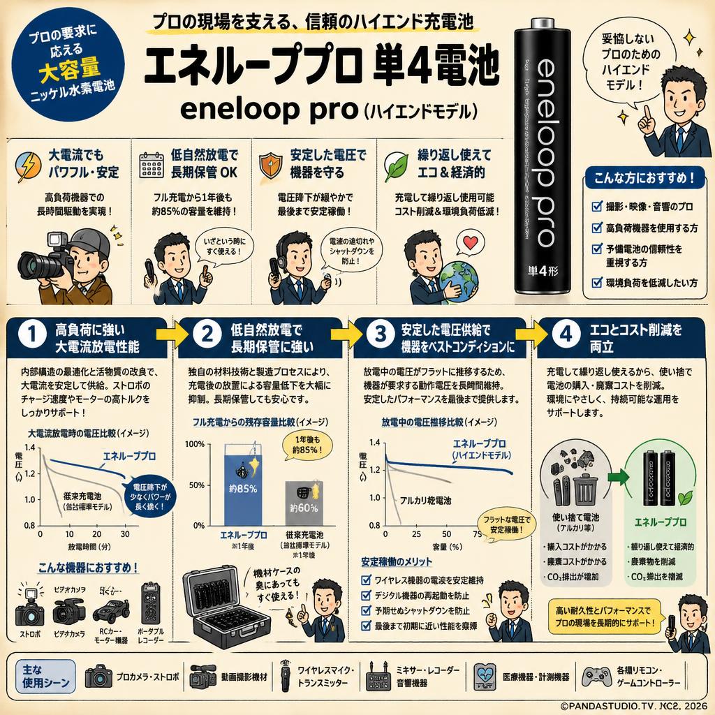 エネループプロ 単4電池 eneloop pro（ハイエンドモデル） 概要