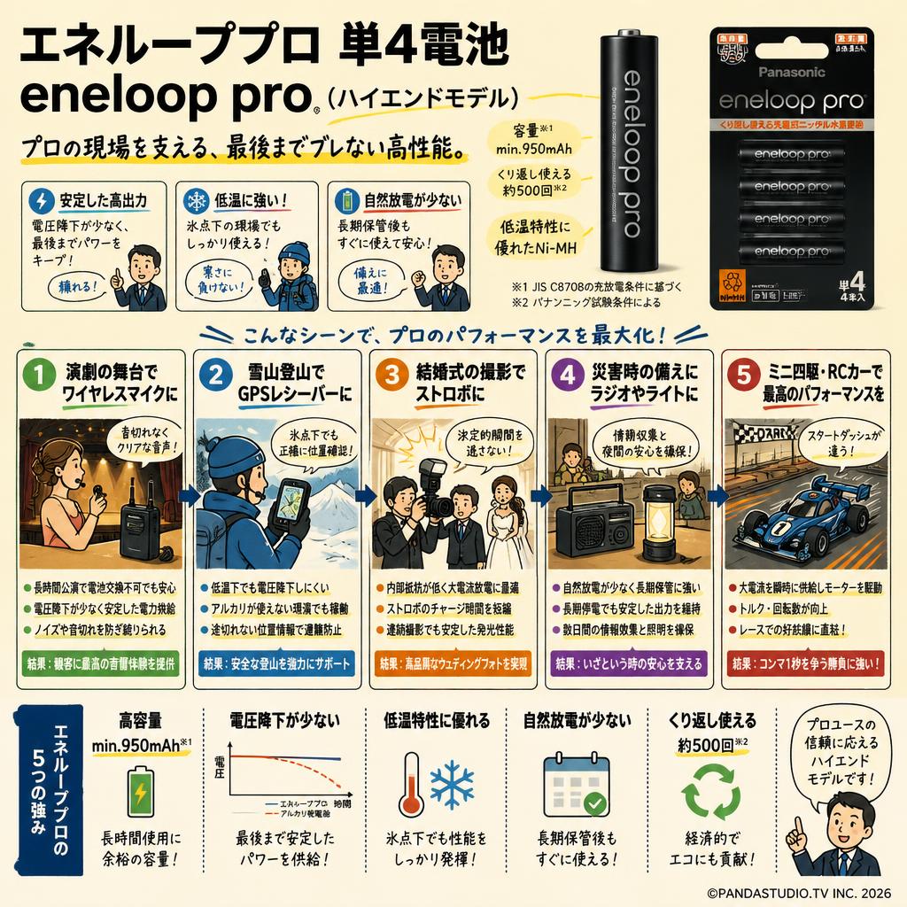 エネループプロ 単4電池 eneloop pro（ハイエンドモデル） 用途