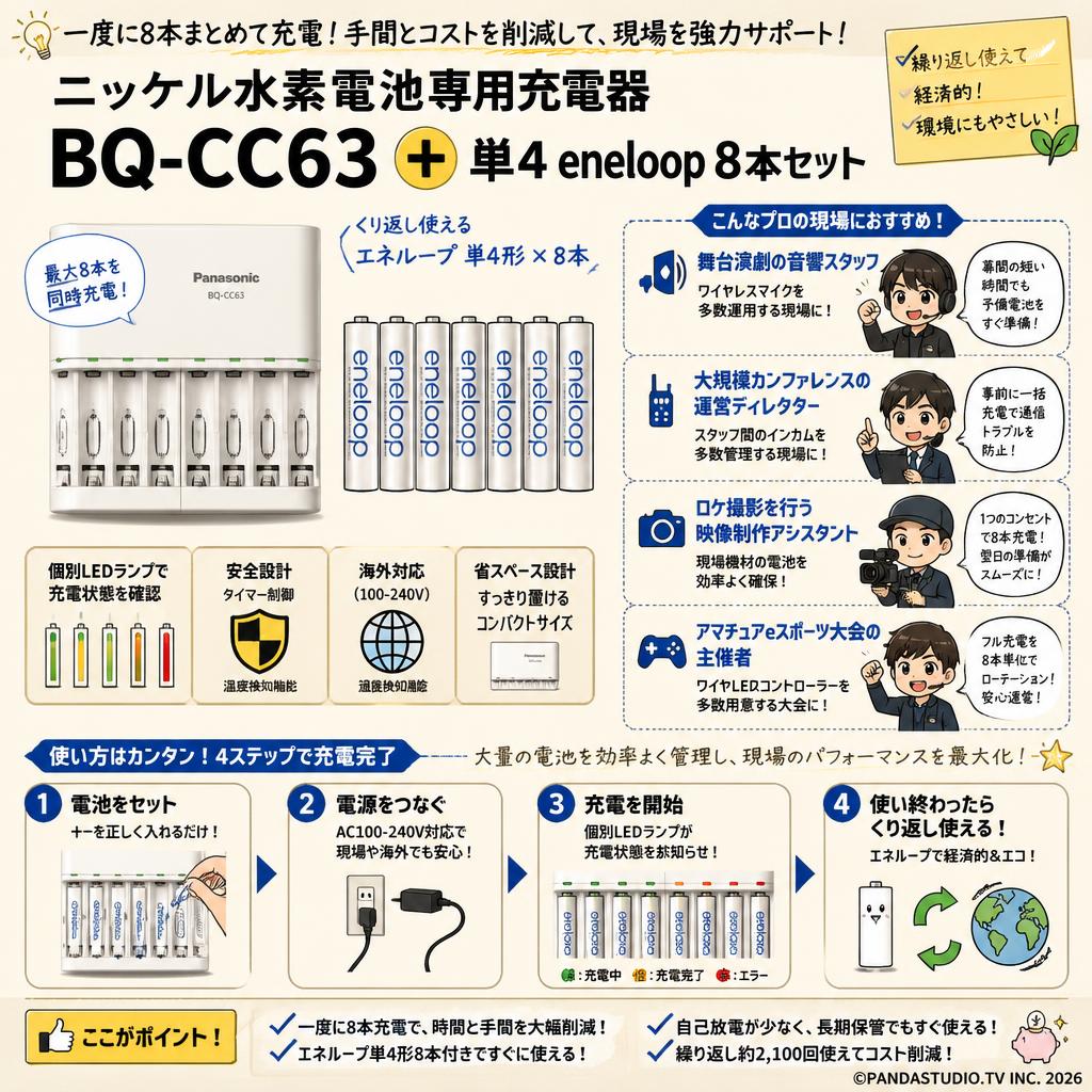 ニッケル水素電池専用充電器 BQ-CC63 ＋単4 eneloop 8本セット おもな対象のお客様