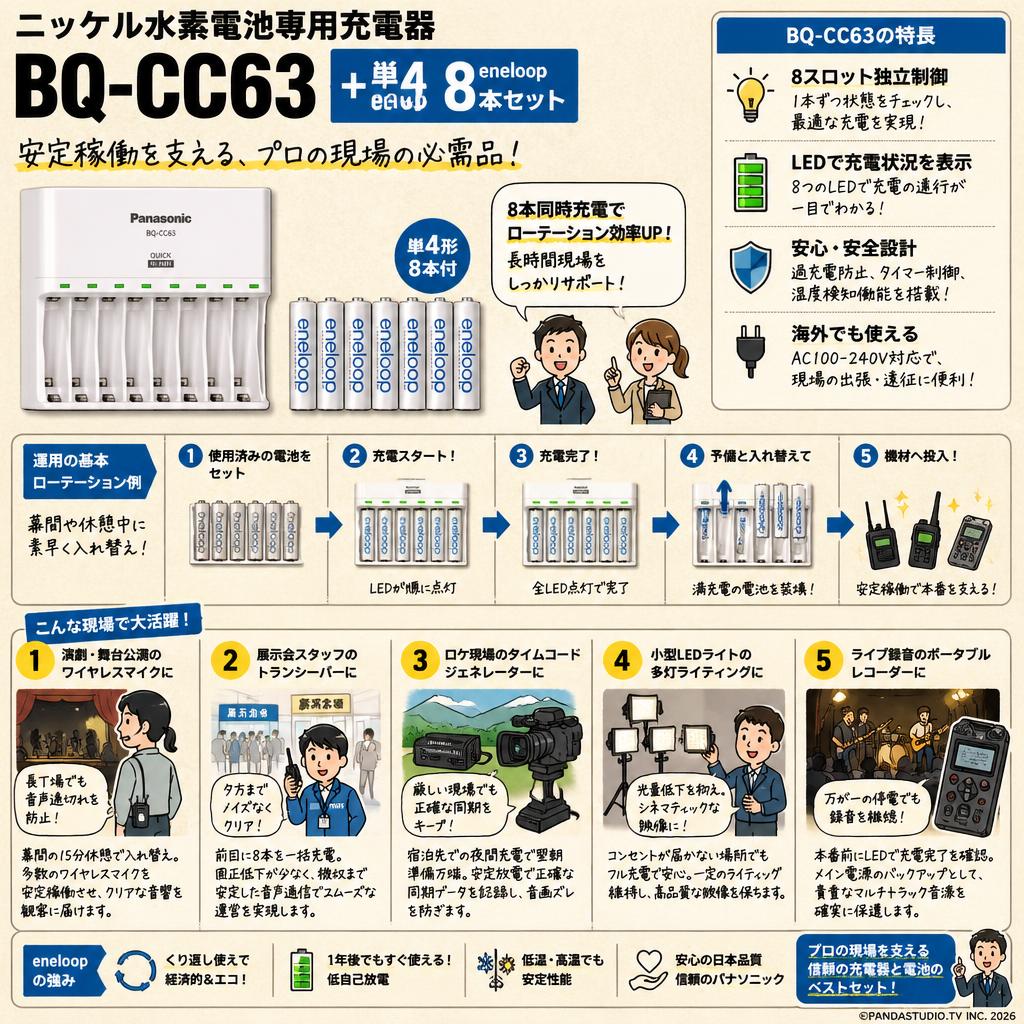 ニッケル水素電池専用充電器 BQ-CC63 ＋単4 eneloop 8本セット 用途