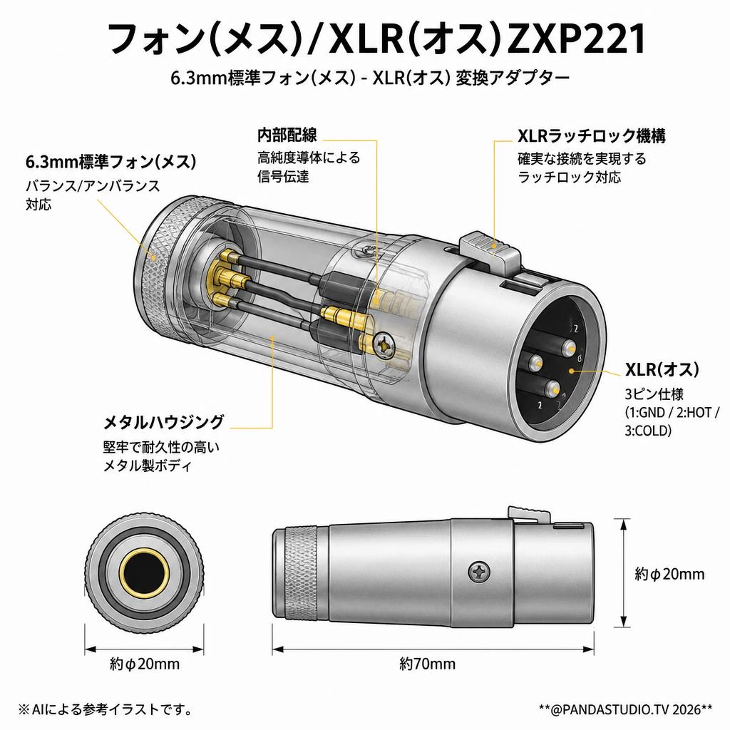 フォン(メス)/XLR(オス)ZXP221 スペック