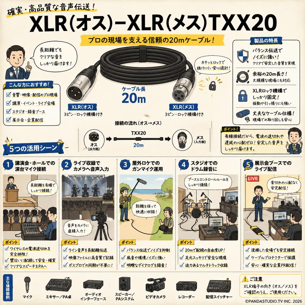 XLR(オス)－XLR(メス)TXX20 用途
