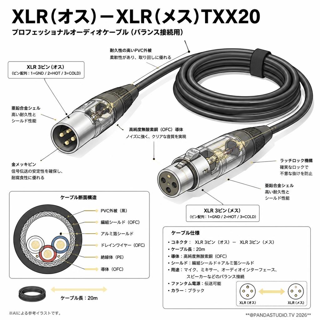 XLR(オス)－XLR(メス)TXX20 スペック